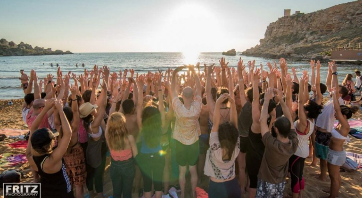 Summer solstice yoga at the beach