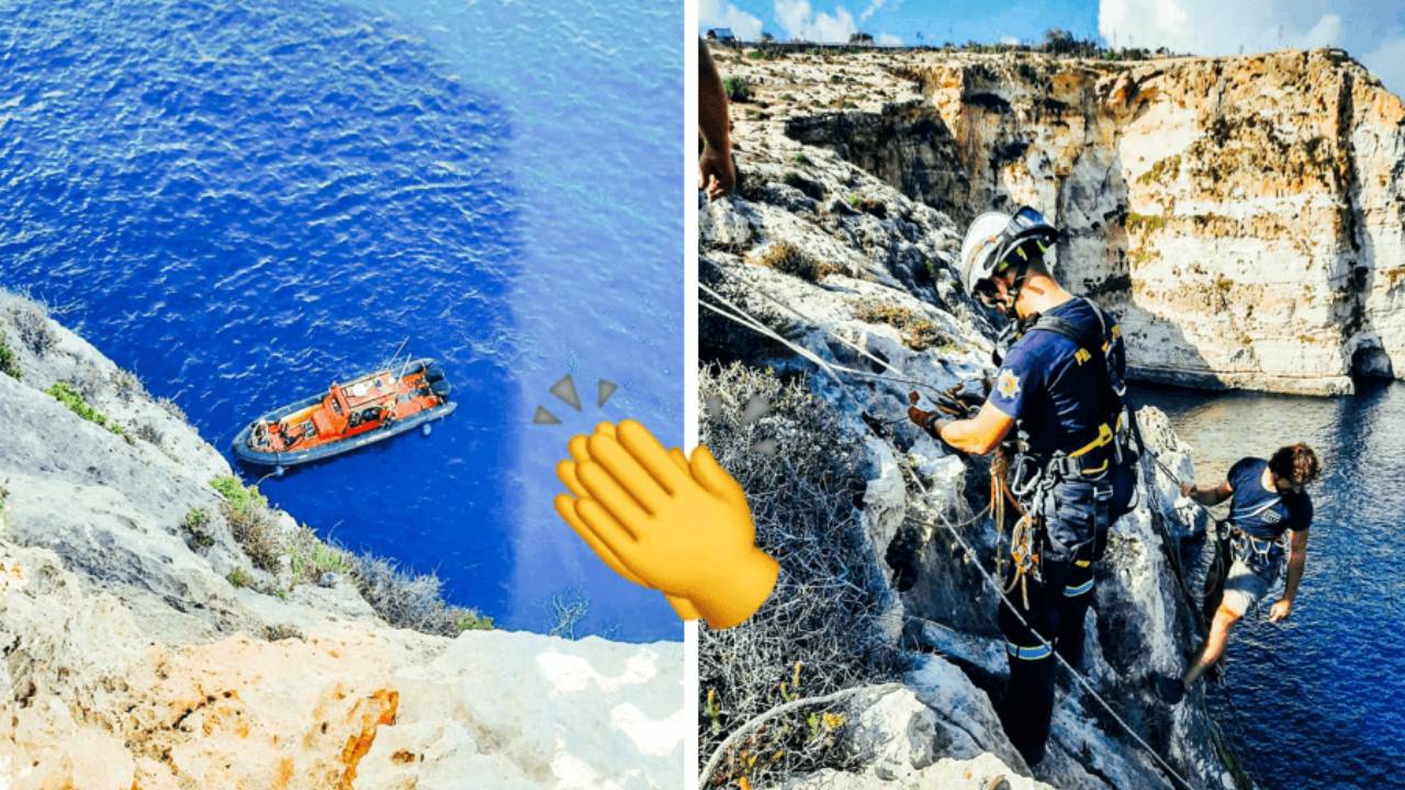 Civil Protection officers rescue rock climber at Zurrieq’s Blue Grotto