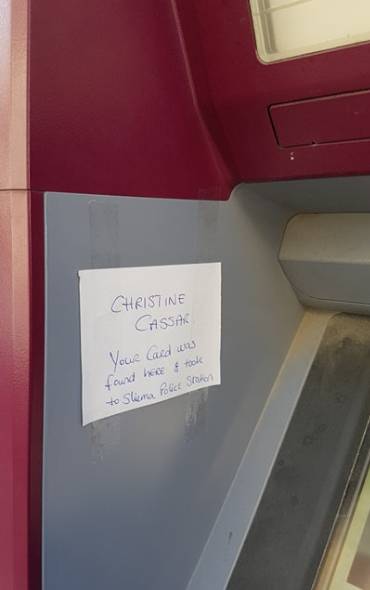 Good samaritan leaves kind note