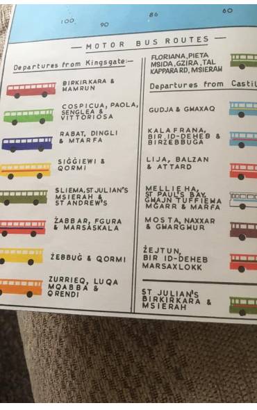 Hop on! Old bus map of Malta from the