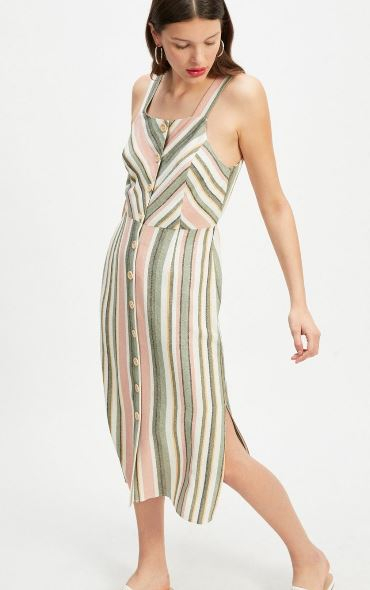 Miss Selfridge Linen Striped Dress 