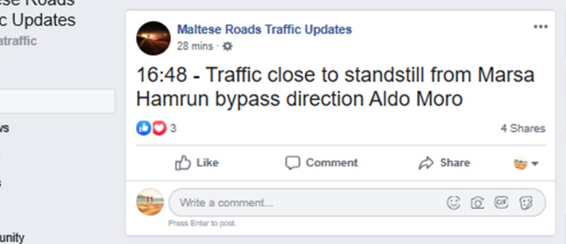 Near-standstill traffic reported