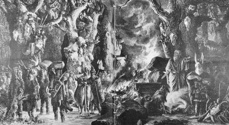 Illustration of an ancient Nordic Yule festival (Die Gartenlaube, 1880)