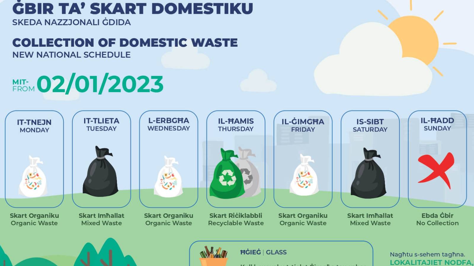 Reminder Waste Collection Schedule In Malta Gozo To Change As Of TODAY
