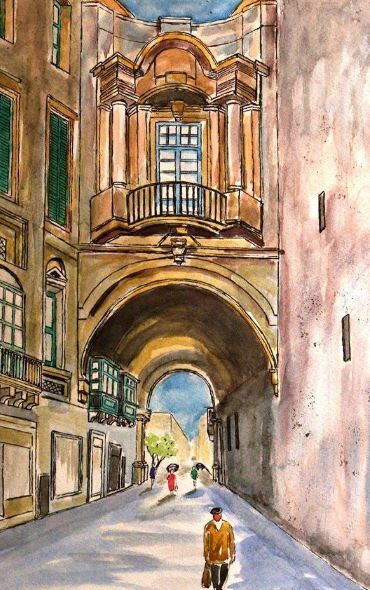 The archway in Old Theatre Street, Valletta